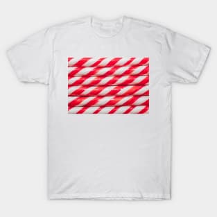 Red and White Candy Cane Photo Christmas Stripes T-Shirt